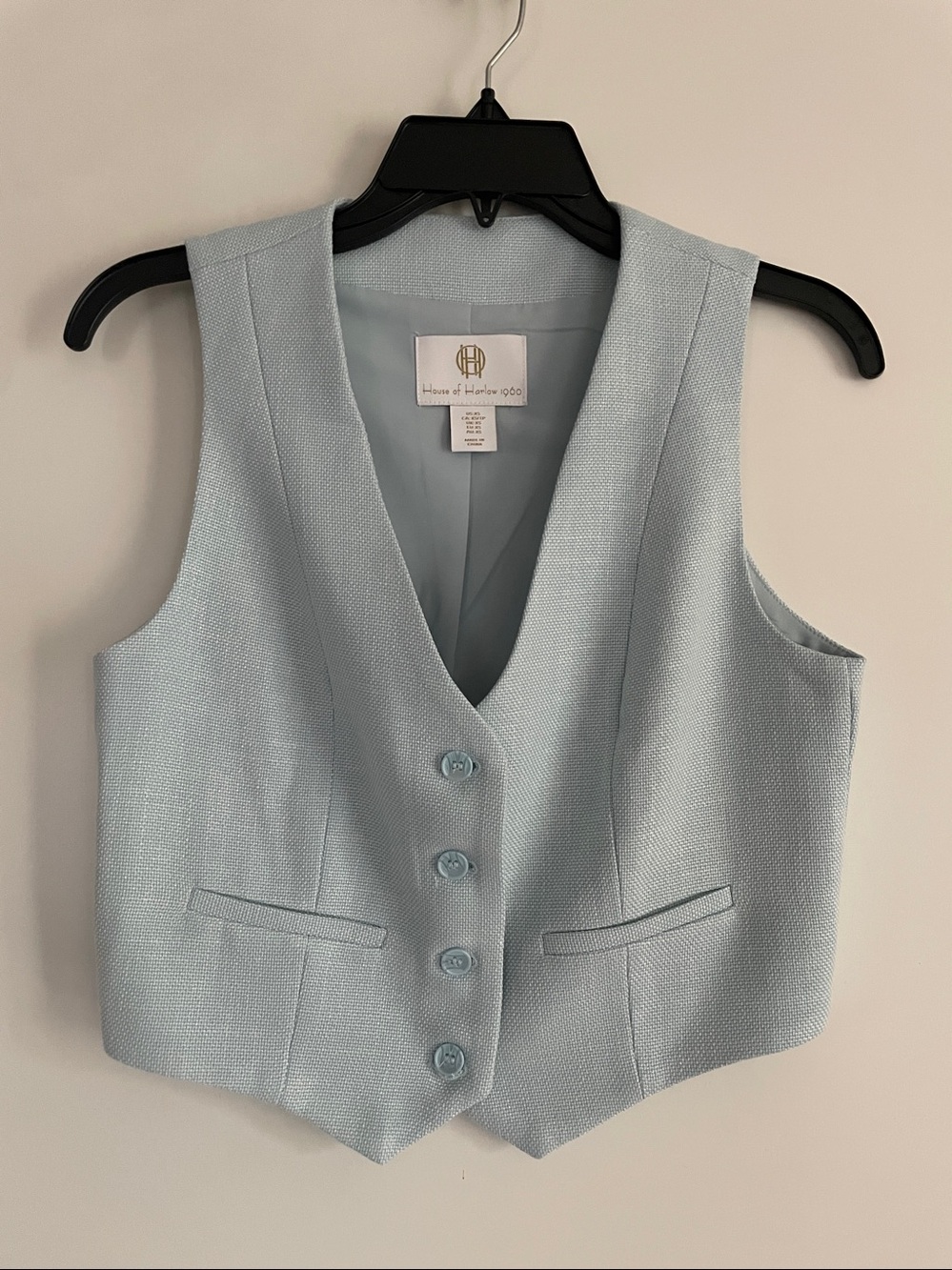 House of Harlow 1960- Light Blue Vest Sleeveless Top Waistcoat New!